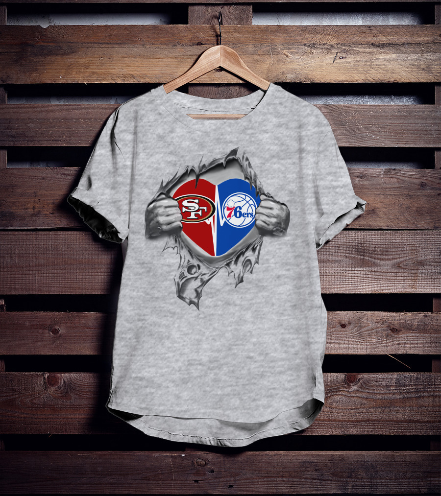 49ers 76ers Heart Showcasing Loyalty T-Shirt