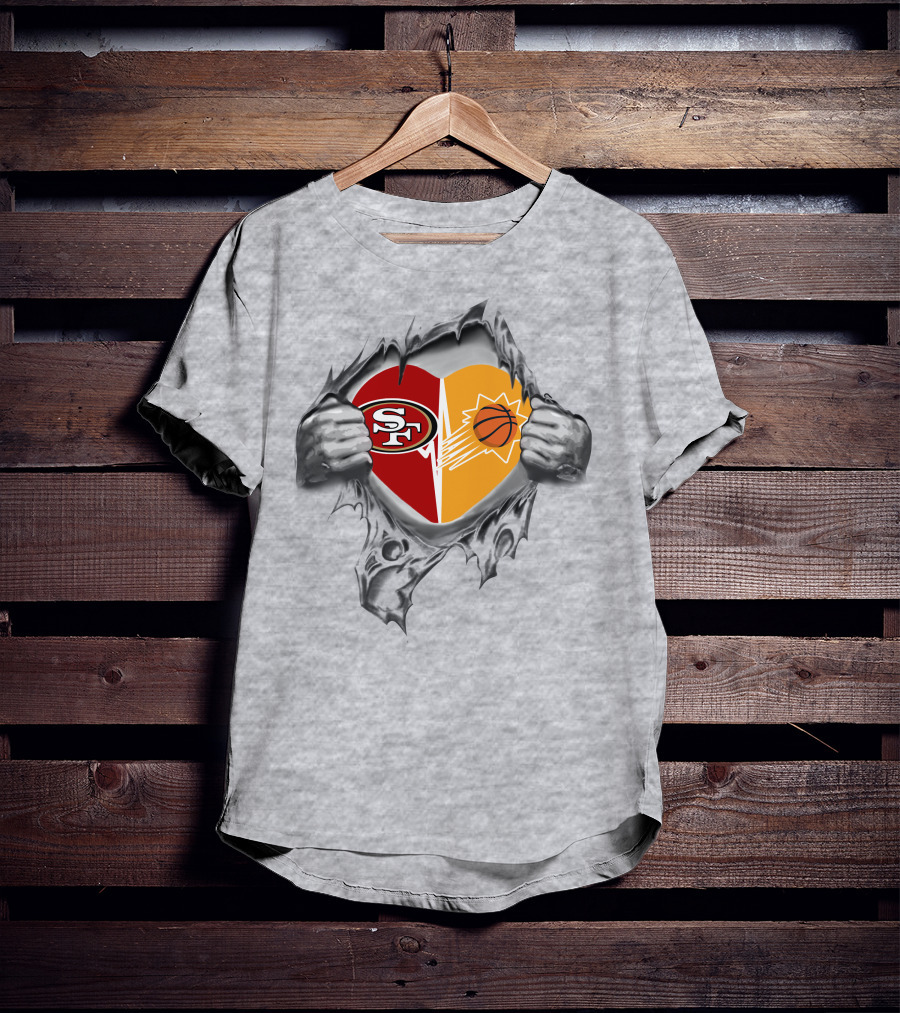 49ers Phoenix Suns Heart Tearing Hands T-Shirt