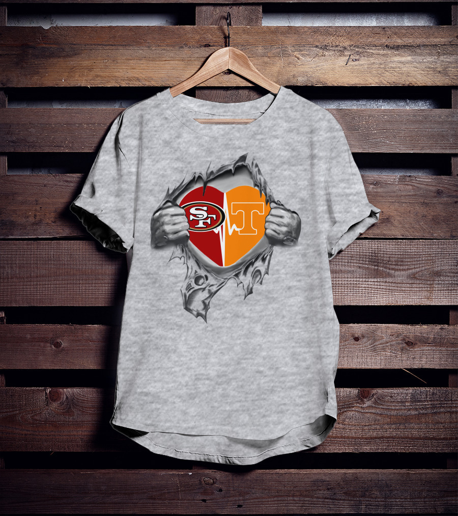 49ers Tennessee Volunteers Heart Inside Passion T-Shirt
