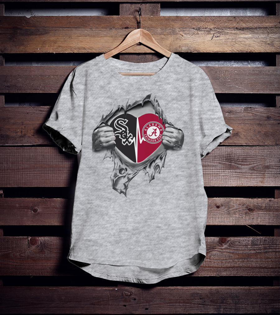Chicago White Sox Alabama Crimson Tide Heartbeat Fan Pride T-Shirt