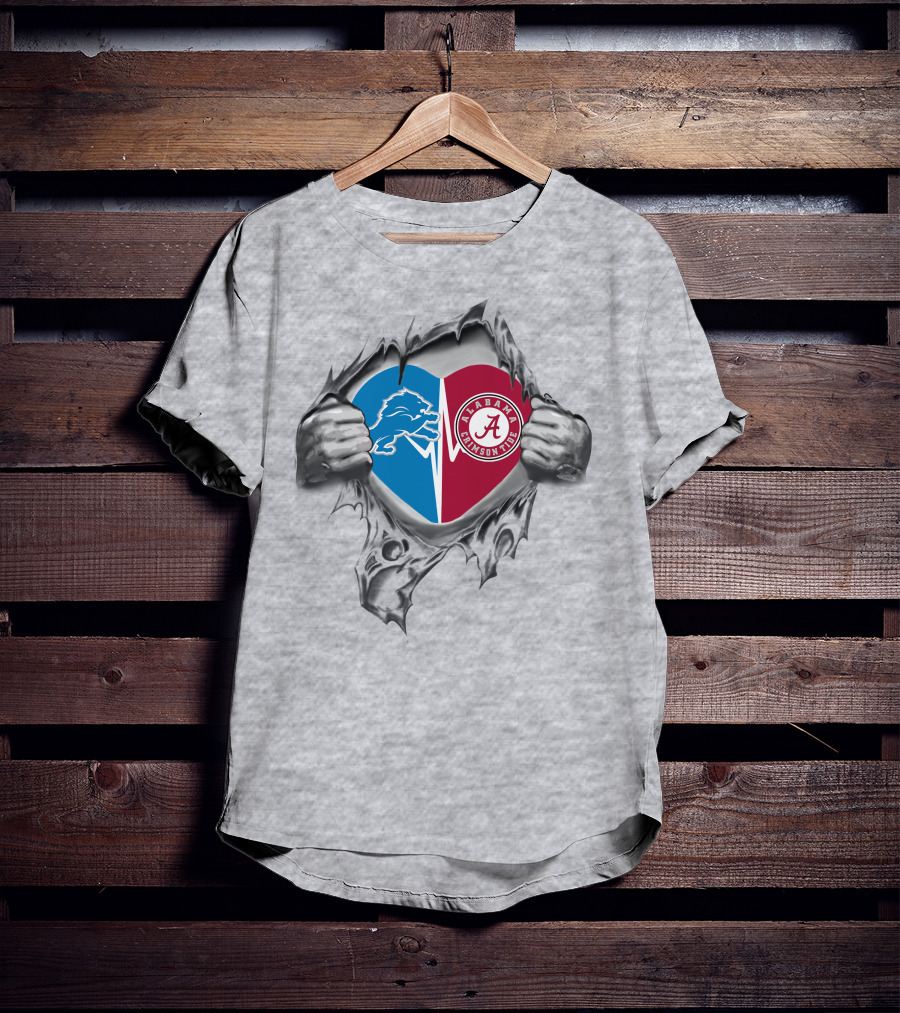Lions Alabama Crimson Tide Heart T-Shirt