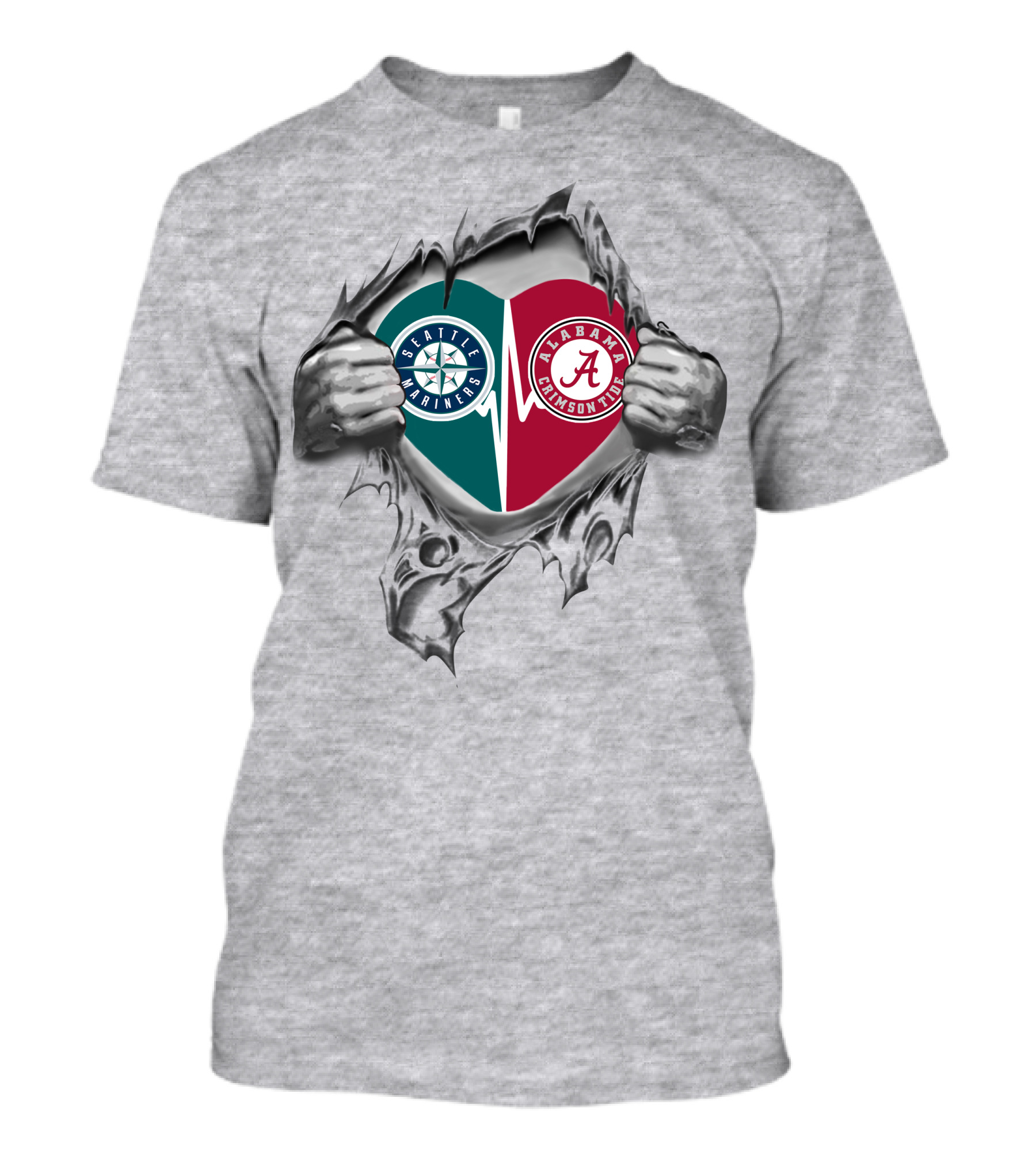 Seattle Mariners Alabama Crimson Tide Heart T-Shirt