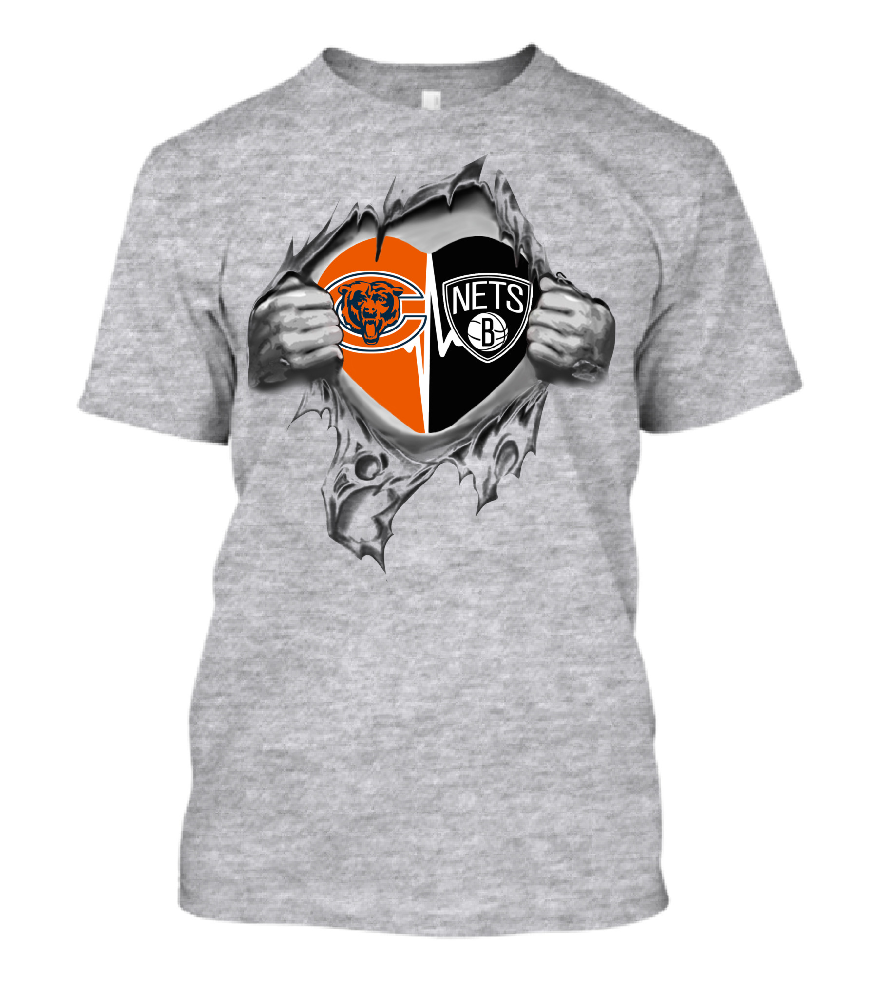 Bears Brooklyn Nets Heart Torn T-Shirt