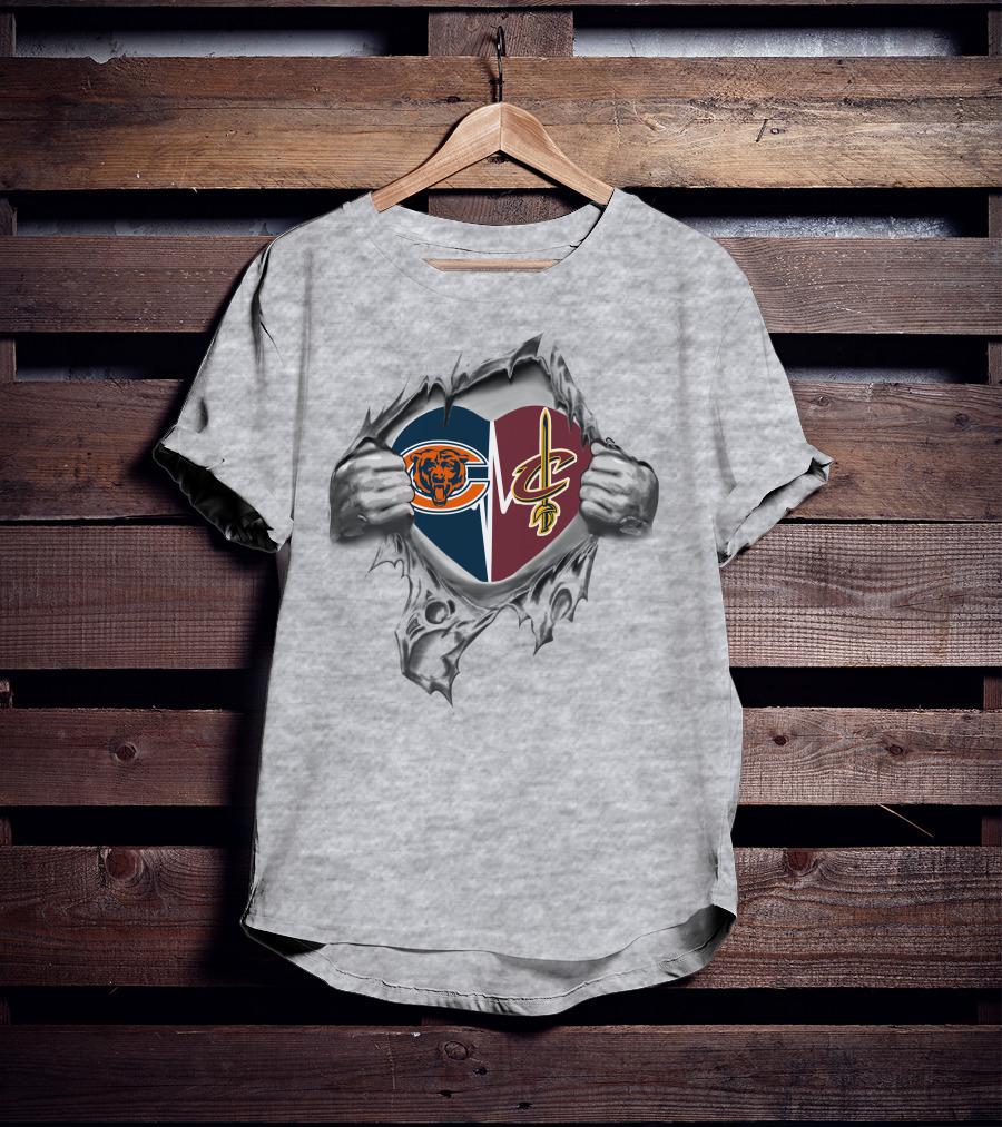 Bears Cleveland Cavaliers Heart Logo Crossover T-Shirt