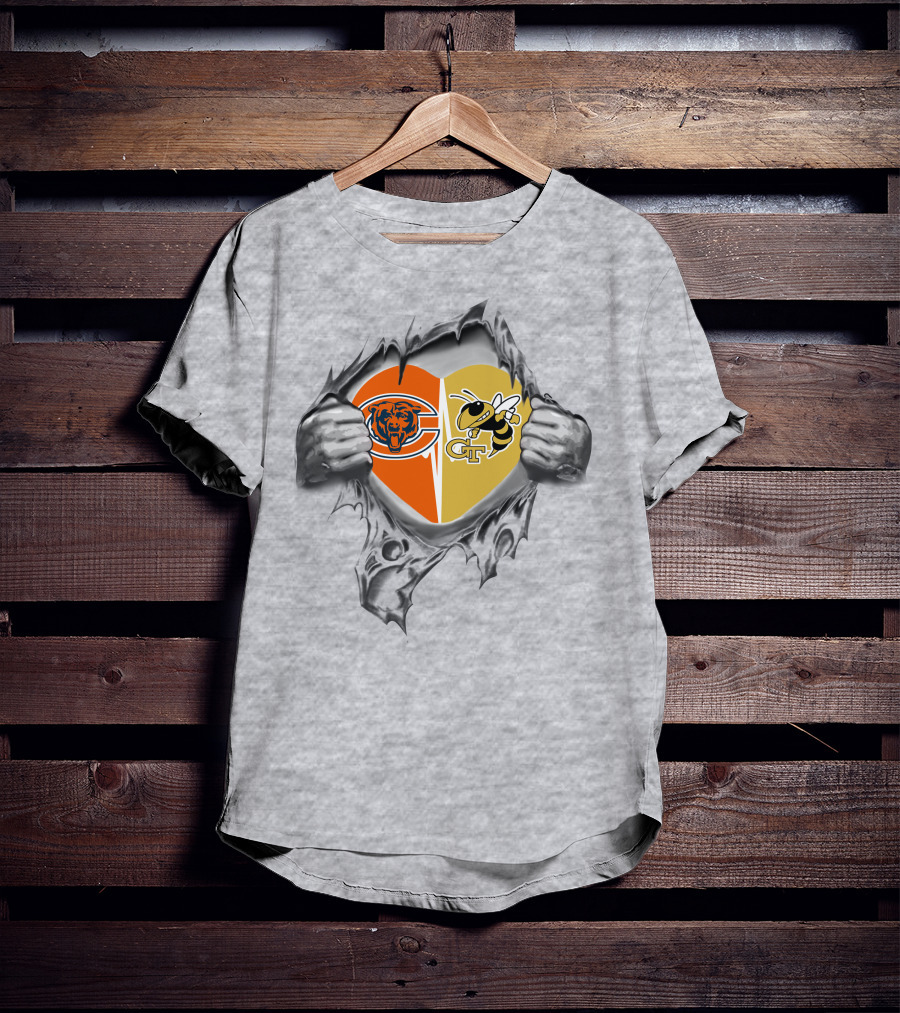 Bears Georgia Tech Yellow Jackets Heart Chicago Football Gt Spirit T-Shirt