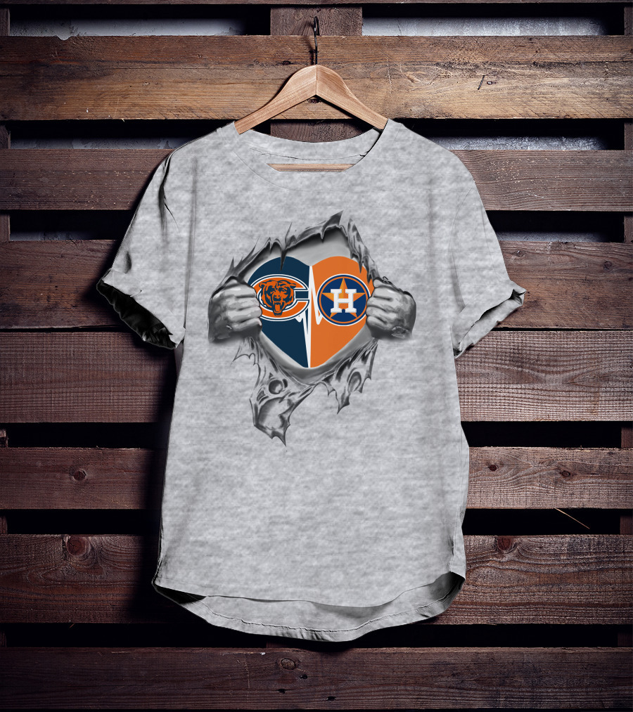 Bears Houston Astros Heart Emblem Collaboration T-Shirt