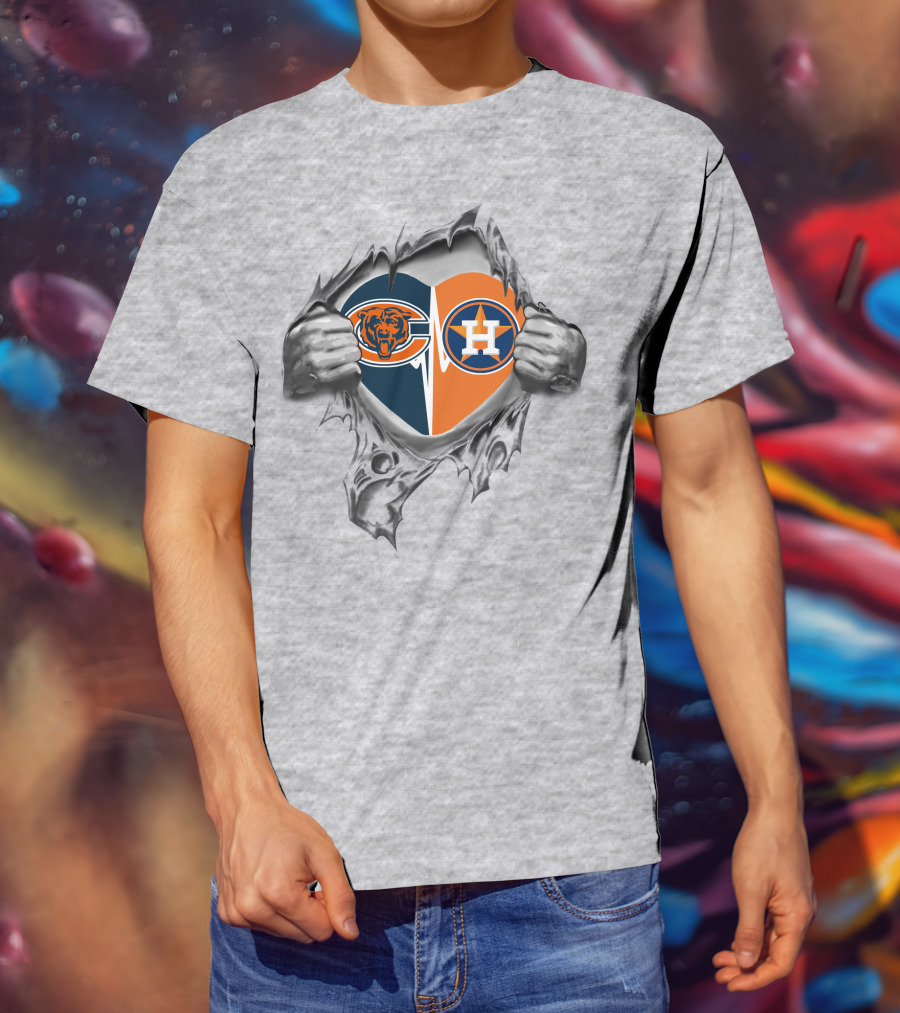 Bears Houston Astros Heart Emblem Collaboration T-Shirt