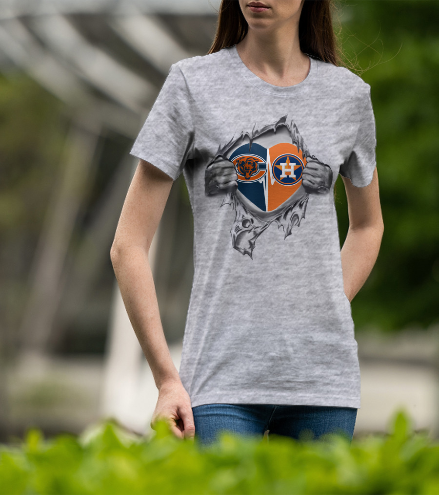 Bears Houston Astros Heart Emblem Collaboration T-Shirt