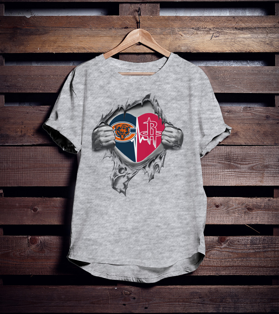 Bears Houston Rockets Heart Torn T-Shirt