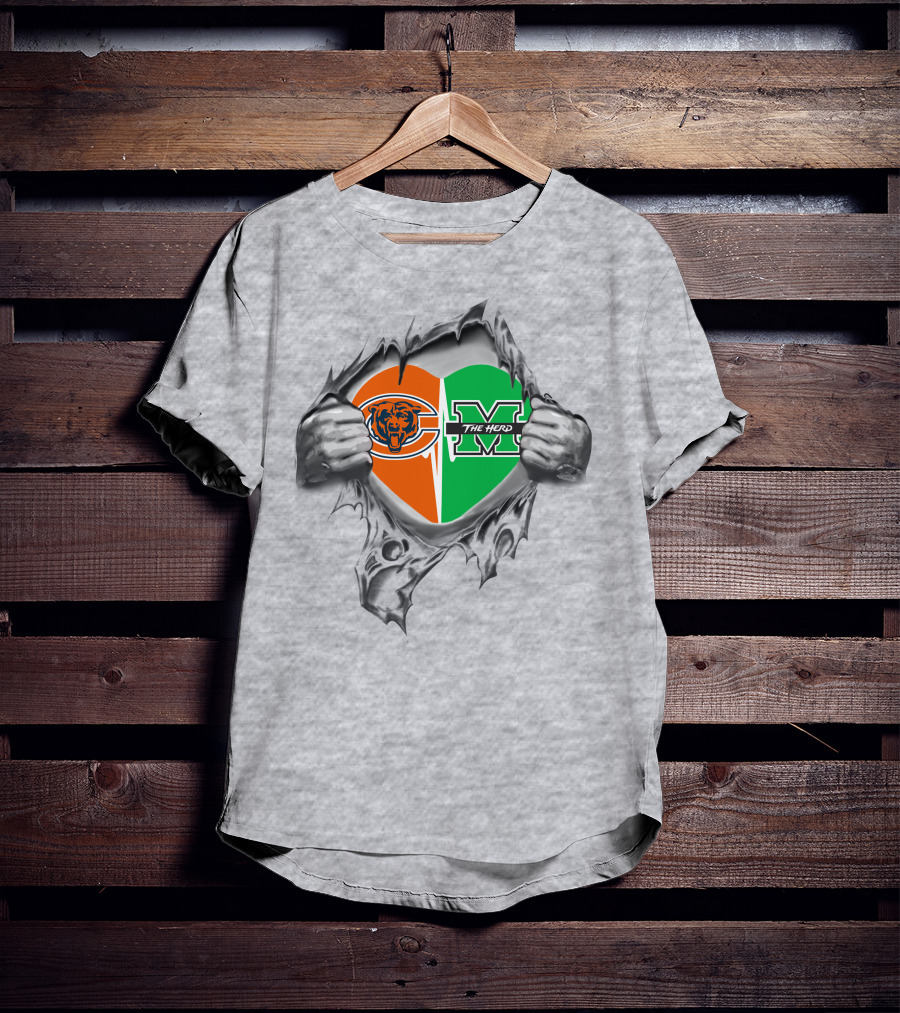 Bears Thundering Herd Heart Logo Breakthrough T-Shirt