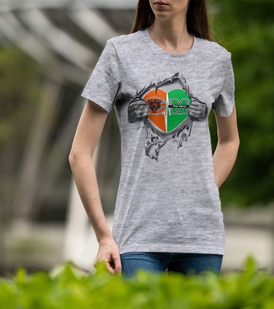 Bears Thundering Herd Heart Logo Breakthrough T-Shirt