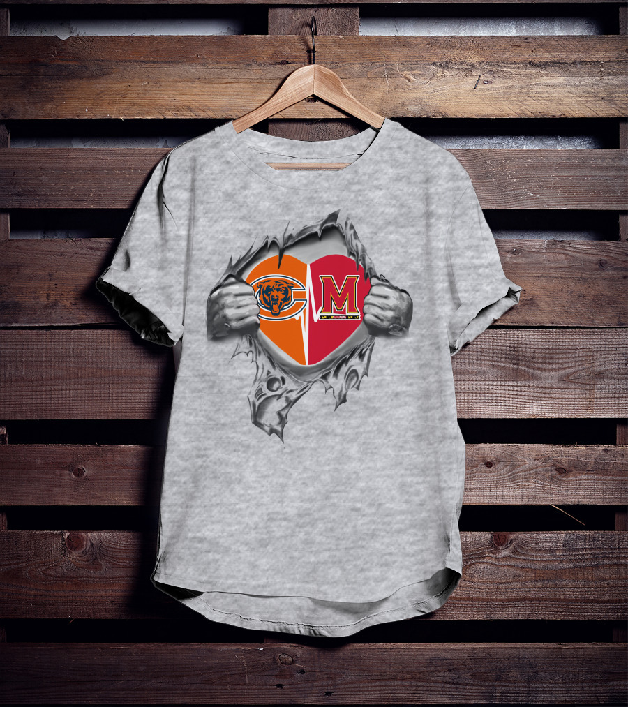 Bears Maryland Terrapins Heart Torn Open T-Shirt