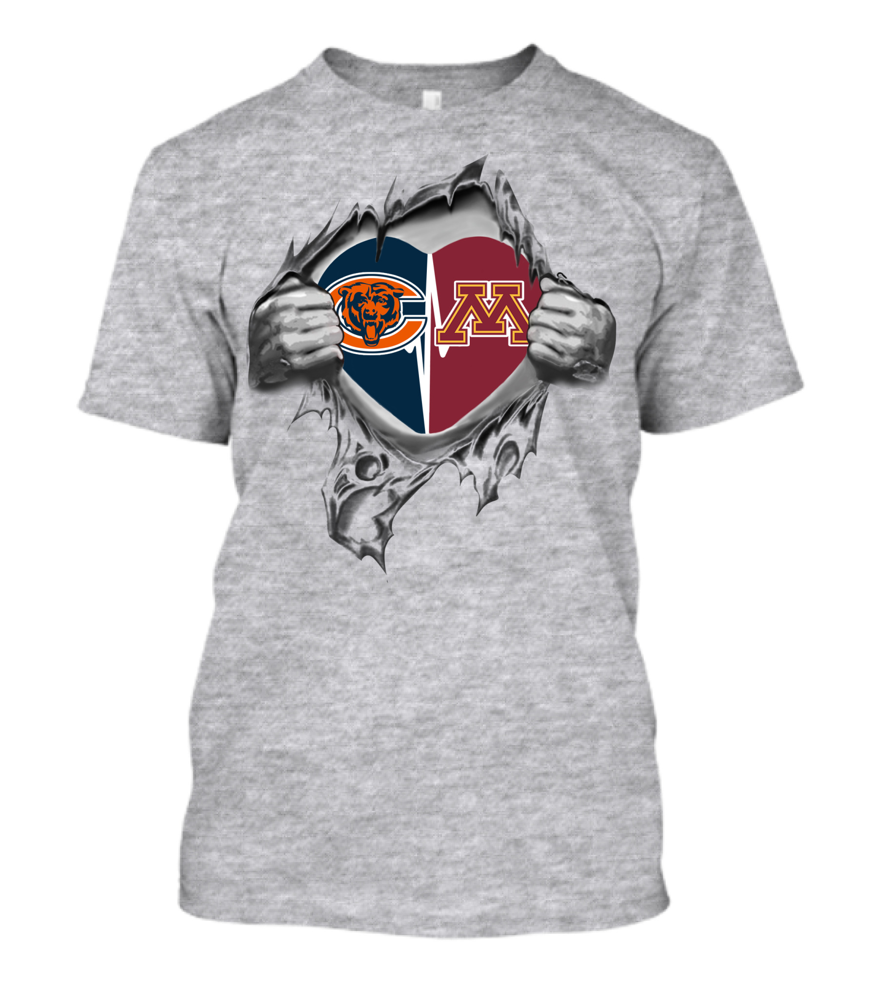 Bears Minnesota Golden Gophers Heart With Logos T-Shirt