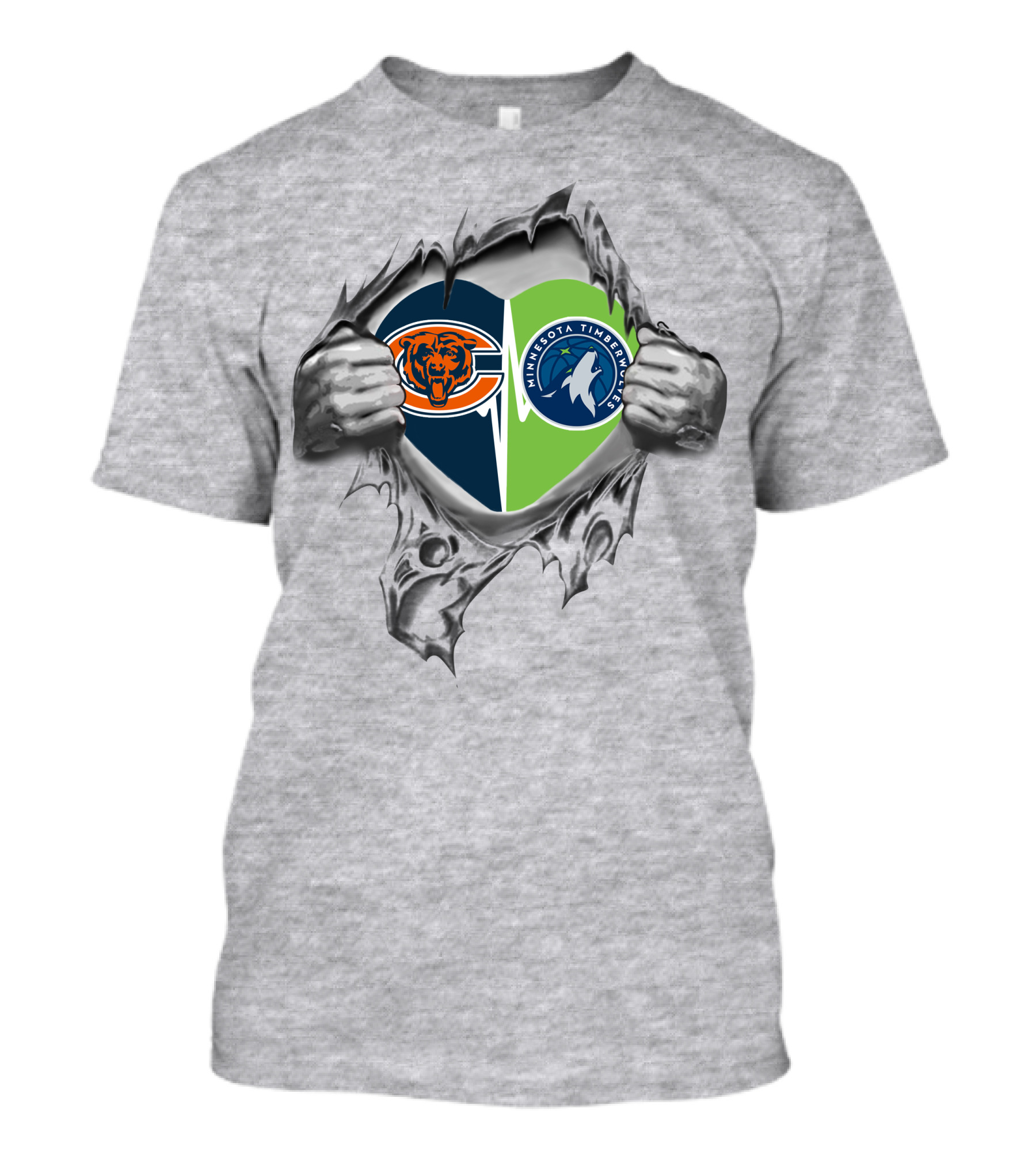 Bears Minnesota Timberwolves Heart Logo Tearing T-Shirt