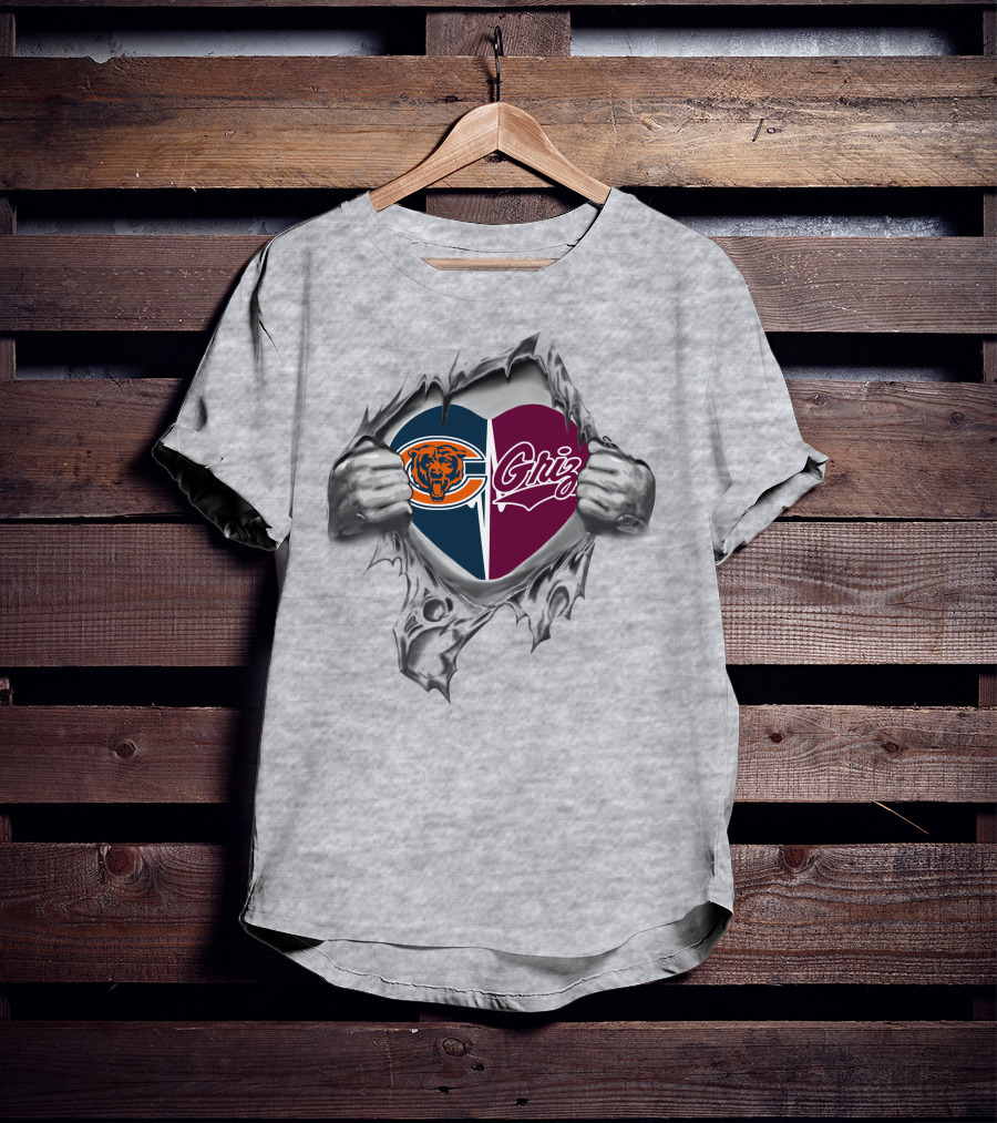 Bears Griz Heart Chicago Montana Grizzlies Fan Love T-Shirt