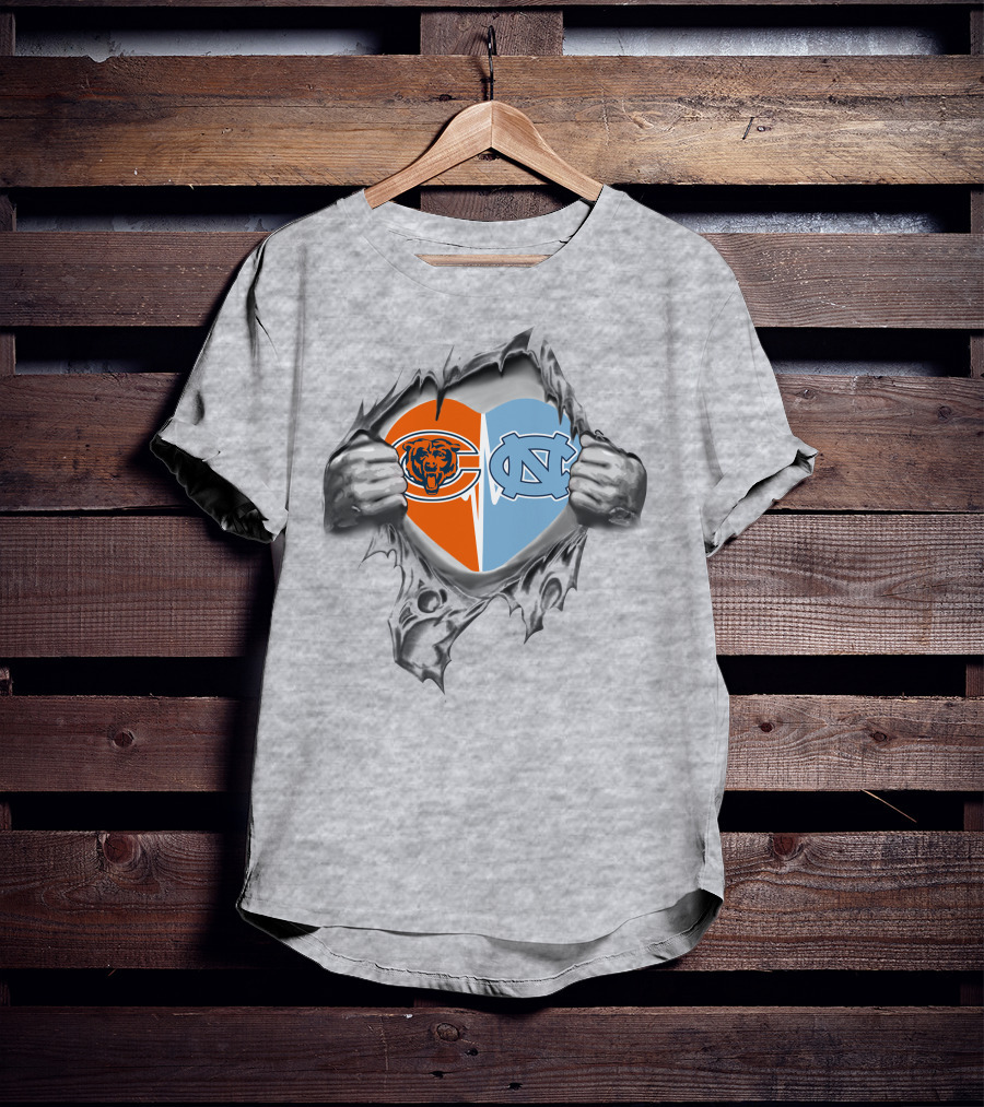 Bears North Carolina Tar Heels Heart Chicago Unc Logo Fan Passion T-Shirt