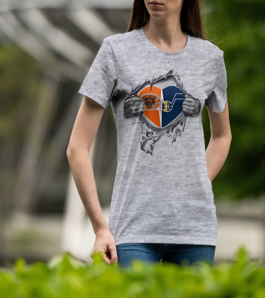 Bears Utah Jazz Heart Logo Combination T-Shirt