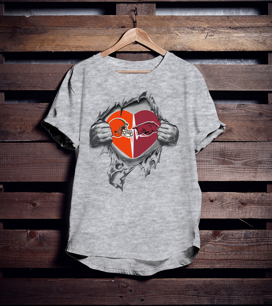 Browns And Arkansas Razorbacks Heart Passion T-Shirt