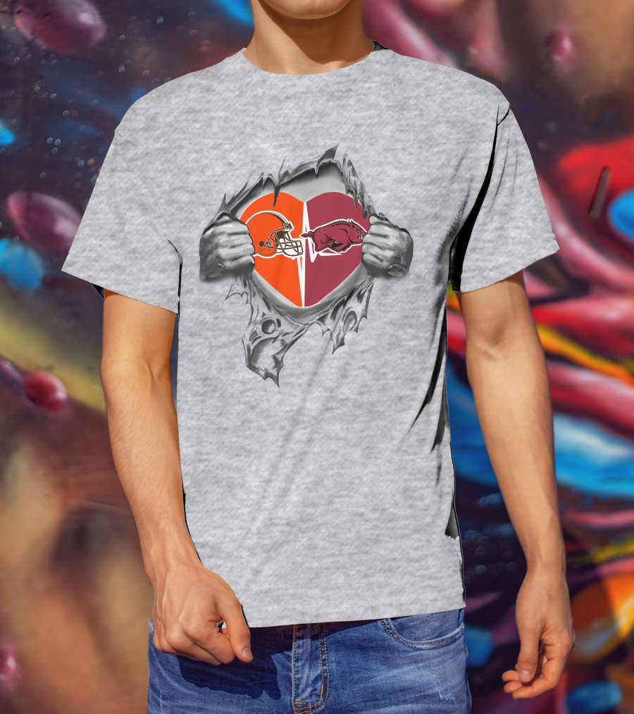 Browns And Arkansas Razorbacks Heart Passion T-Shirt