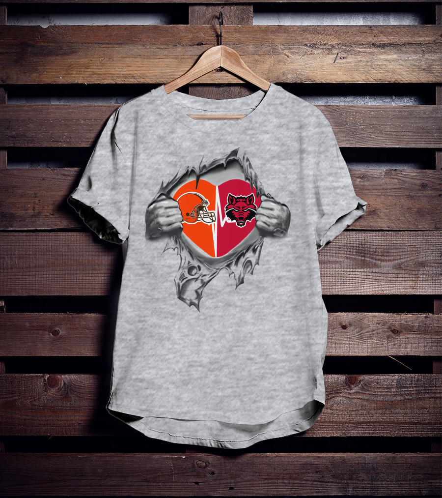 Browns Arkansas State Red Wolves Heart Passion T-Shirt