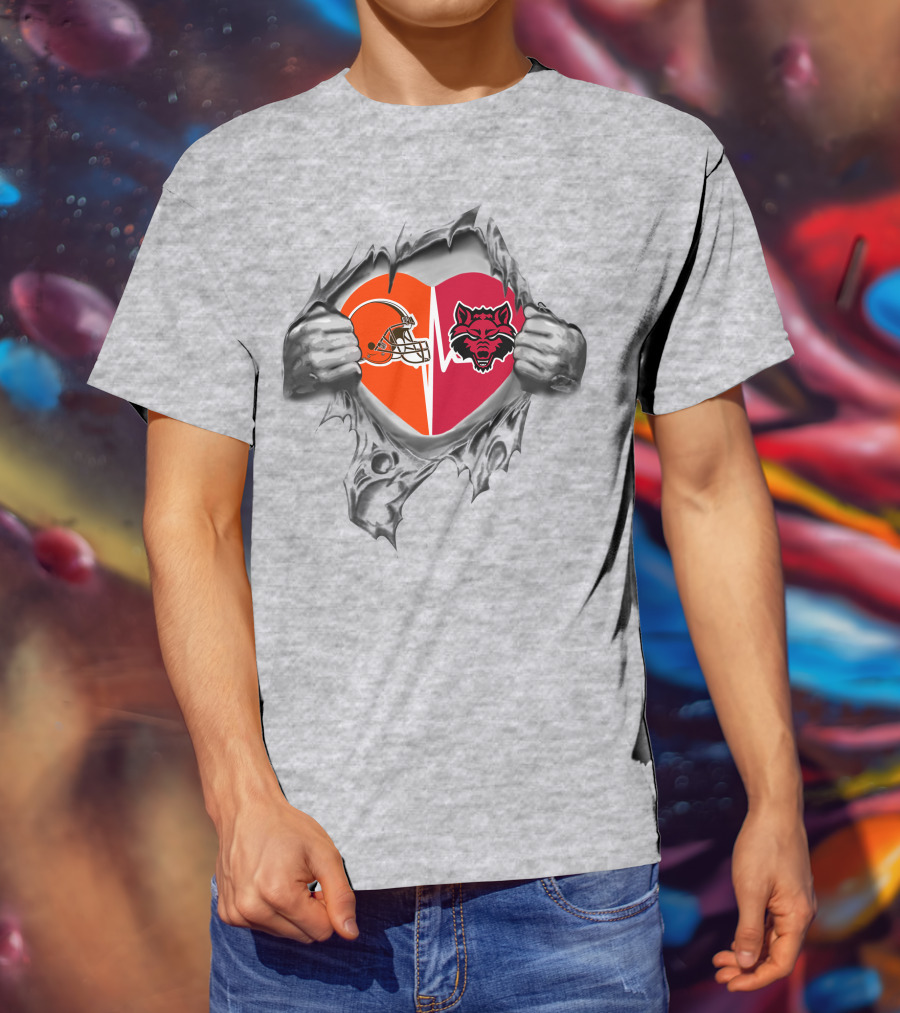 Browns Arkansas State Red Wolves Heart Passion T-Shirt