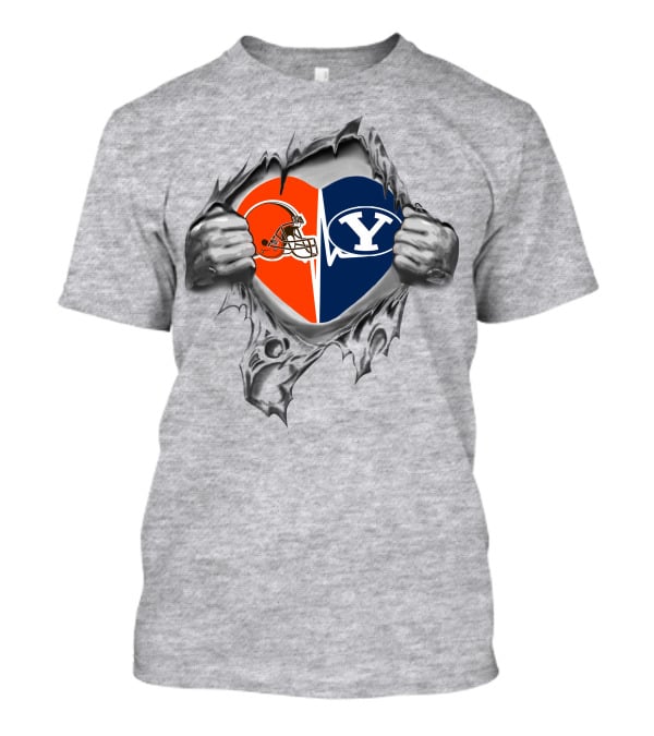 Browns Byu Cougars Heart Logo Fusion T-Shirt