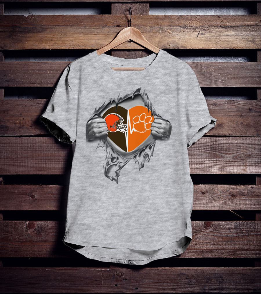 Browns Clemson Tigers Heart Football Passion T-Shirt