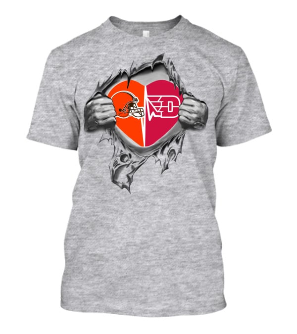 Browns Dayton Flyers Heart Helmet Logo Fusion T-Shirt