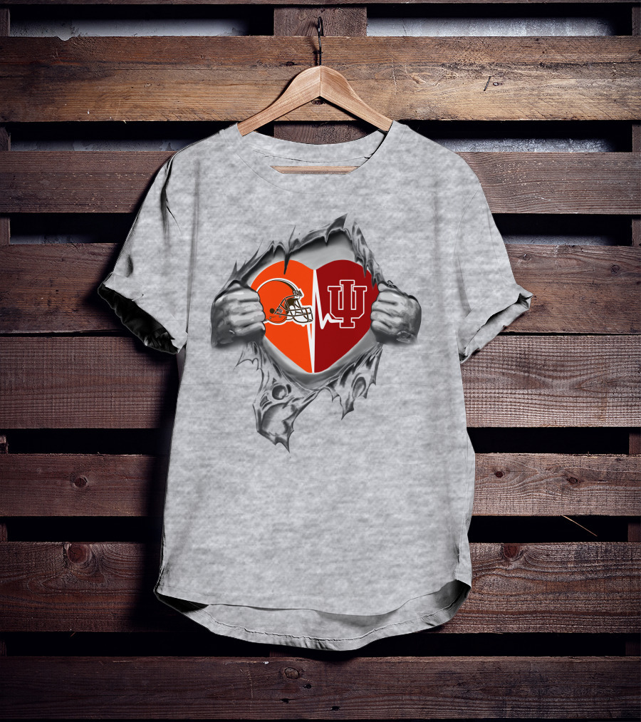 Browns Helmet Indiana Hoosiers Heartbeat In My Heart T-Shirt