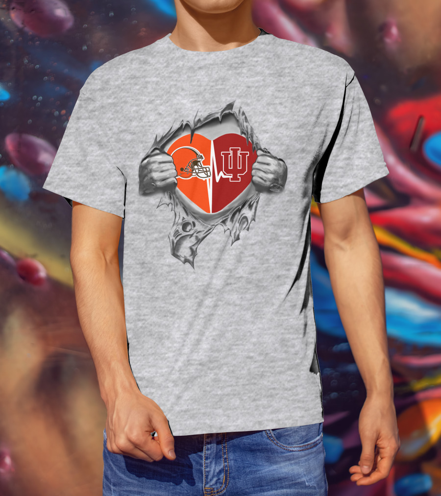 Browns Helmet Indiana Hoosiers Heartbeat In My Heart T-Shirt