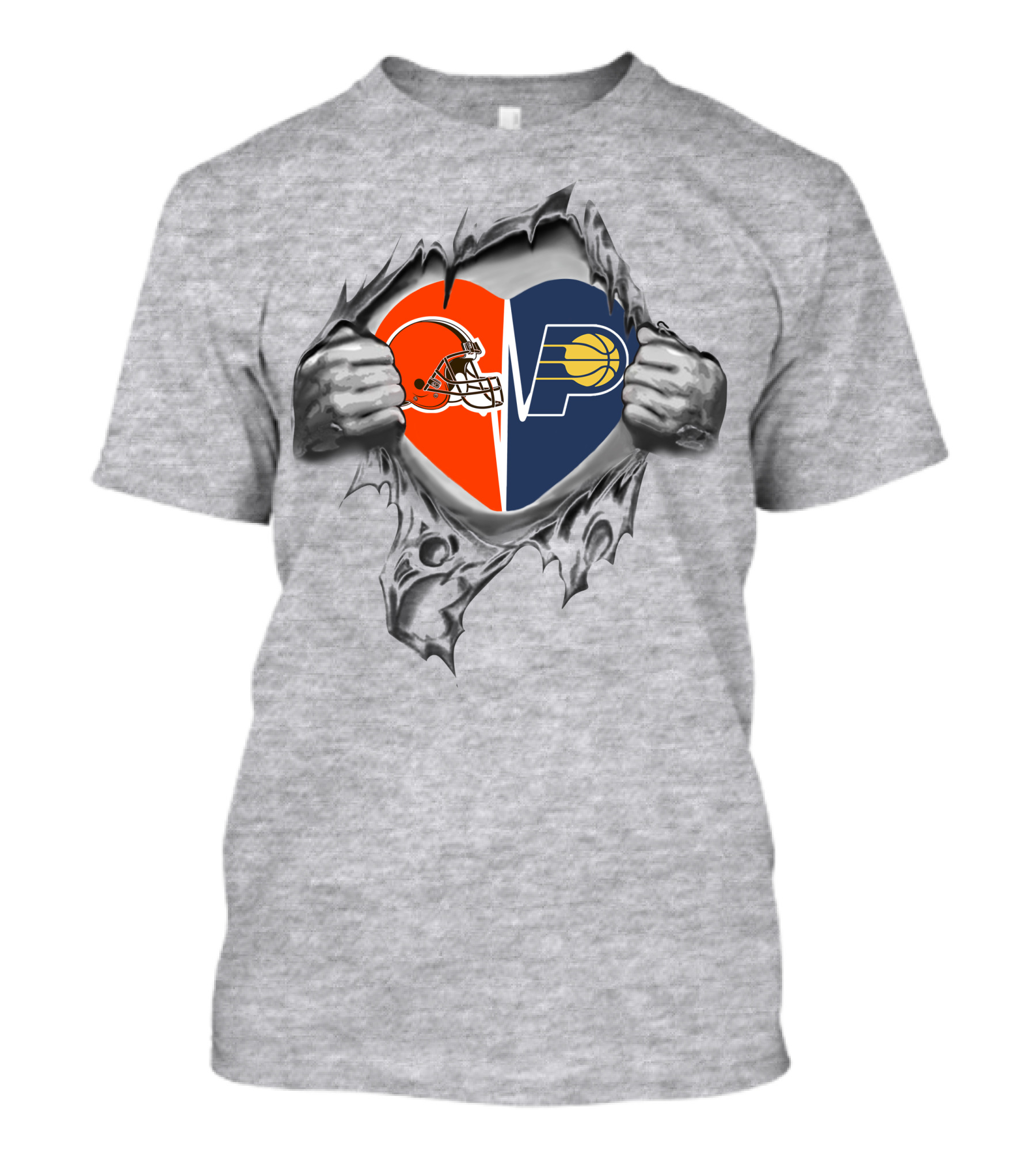 Browns Indiana Pacers Heart Logo Football Basketball Fan Pride T-Shirt