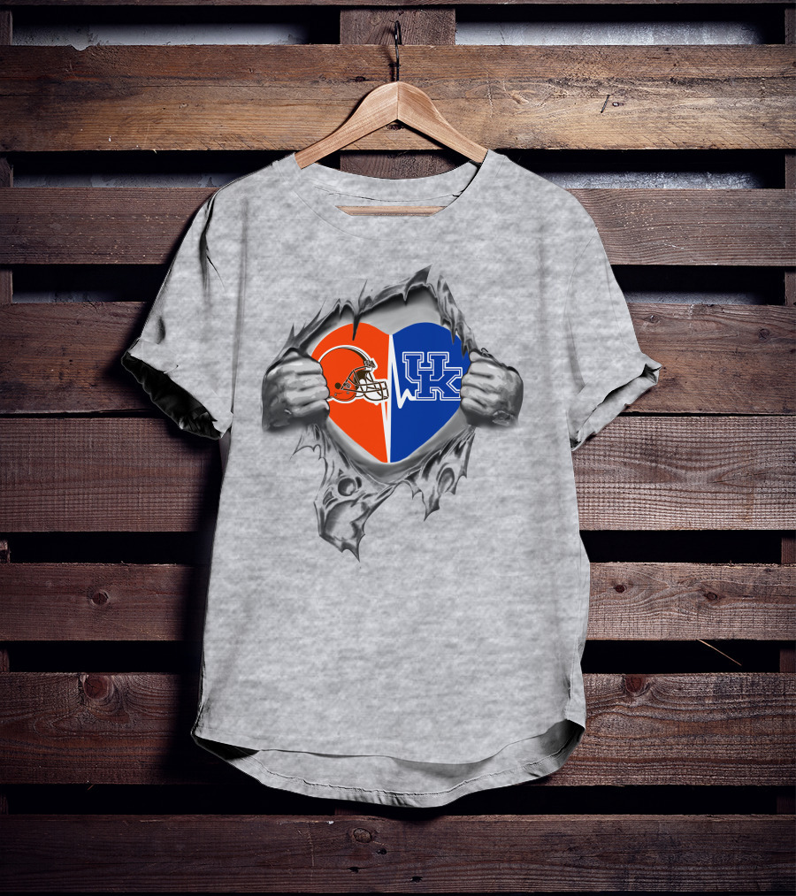 Browns Kentucky Wildcats Heart Football T-Shirt