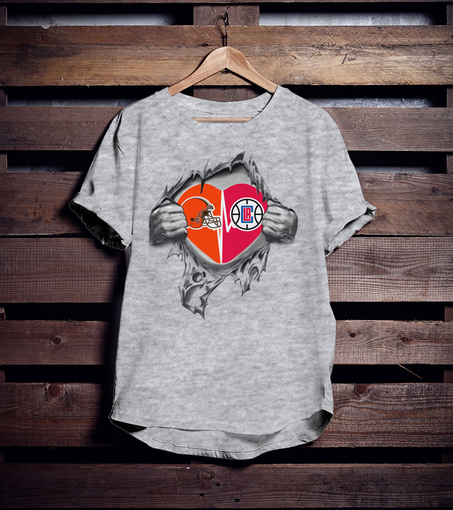 Browns La Clippers Heart Helmet T-Shirt