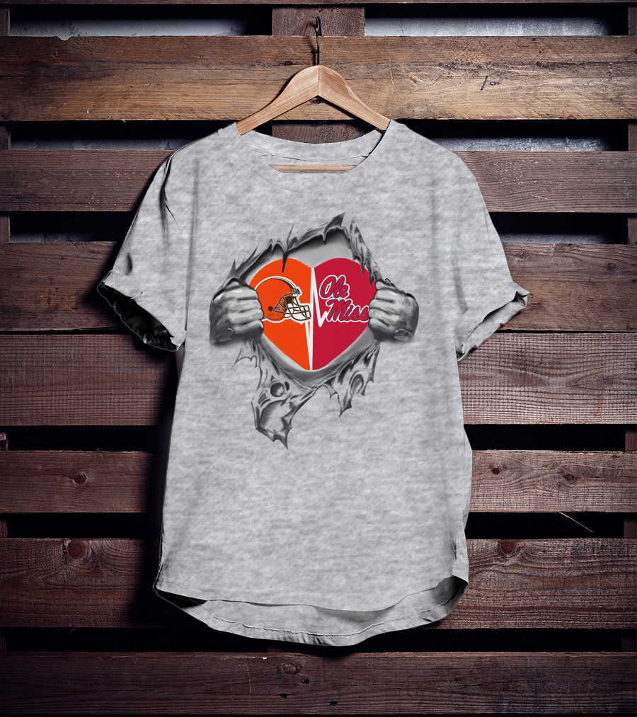 Cleveland Browns Ole Miss Rebels Heart T-Shirt