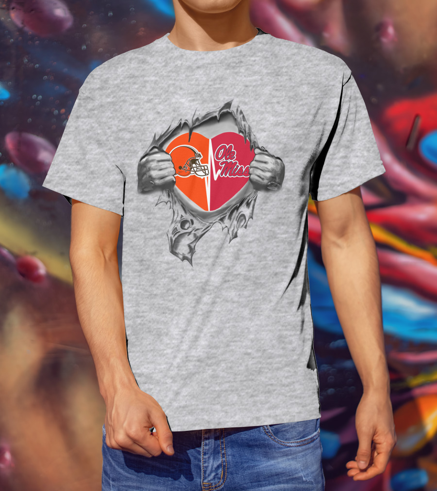 Cleveland Browns Ole Miss Rebels Heart T-Shirt