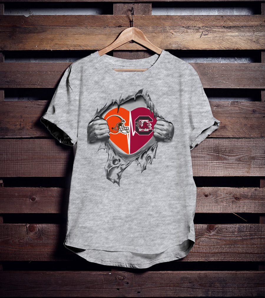 Browns South Carolina Gamecocks Heart Logo Blend T-Shirt
