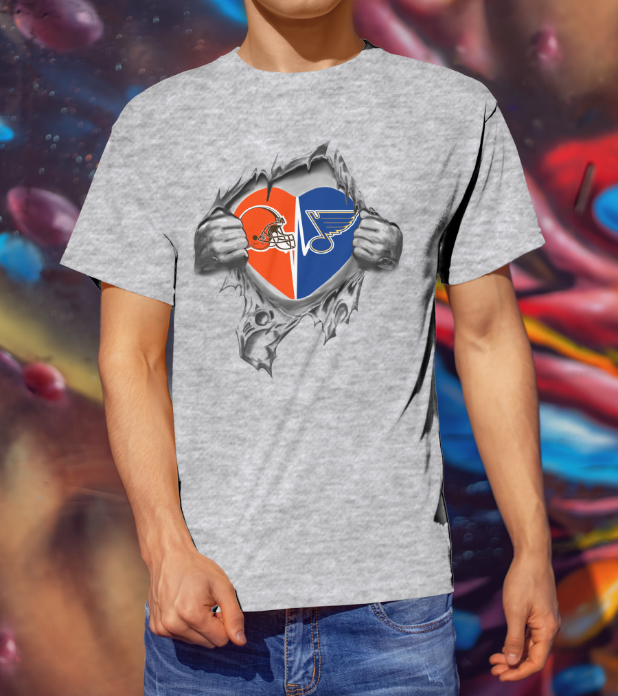 Browns St Louis Blues Heart Fan Pride T-Shirt