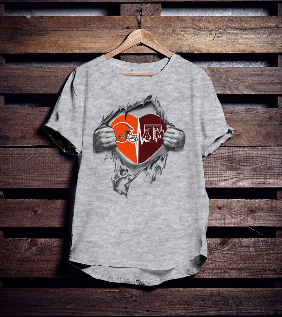 Browns Texas A&M Aggies Heart T-Shirt