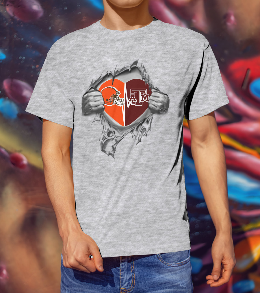 Browns Texas A&M Aggies Heart T-Shirt