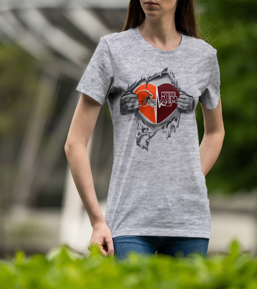 Browns Texas A&M Aggies Heart T-Shirt