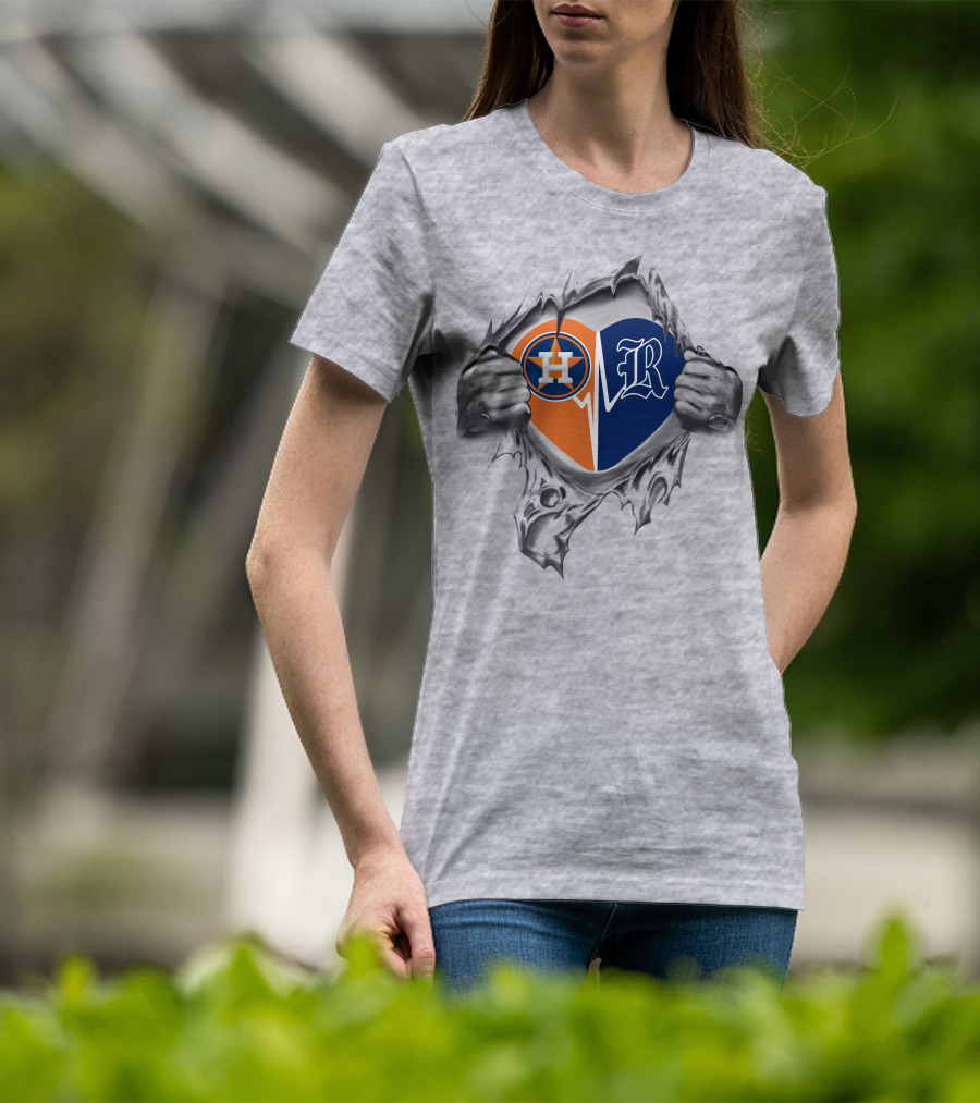 Houston Astros Rice Owls Heartbeat Fusion T-Shirt