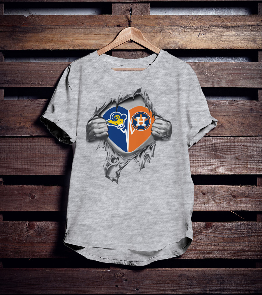 Astros Texas Wesleyan Rams Heart T-Shirt
