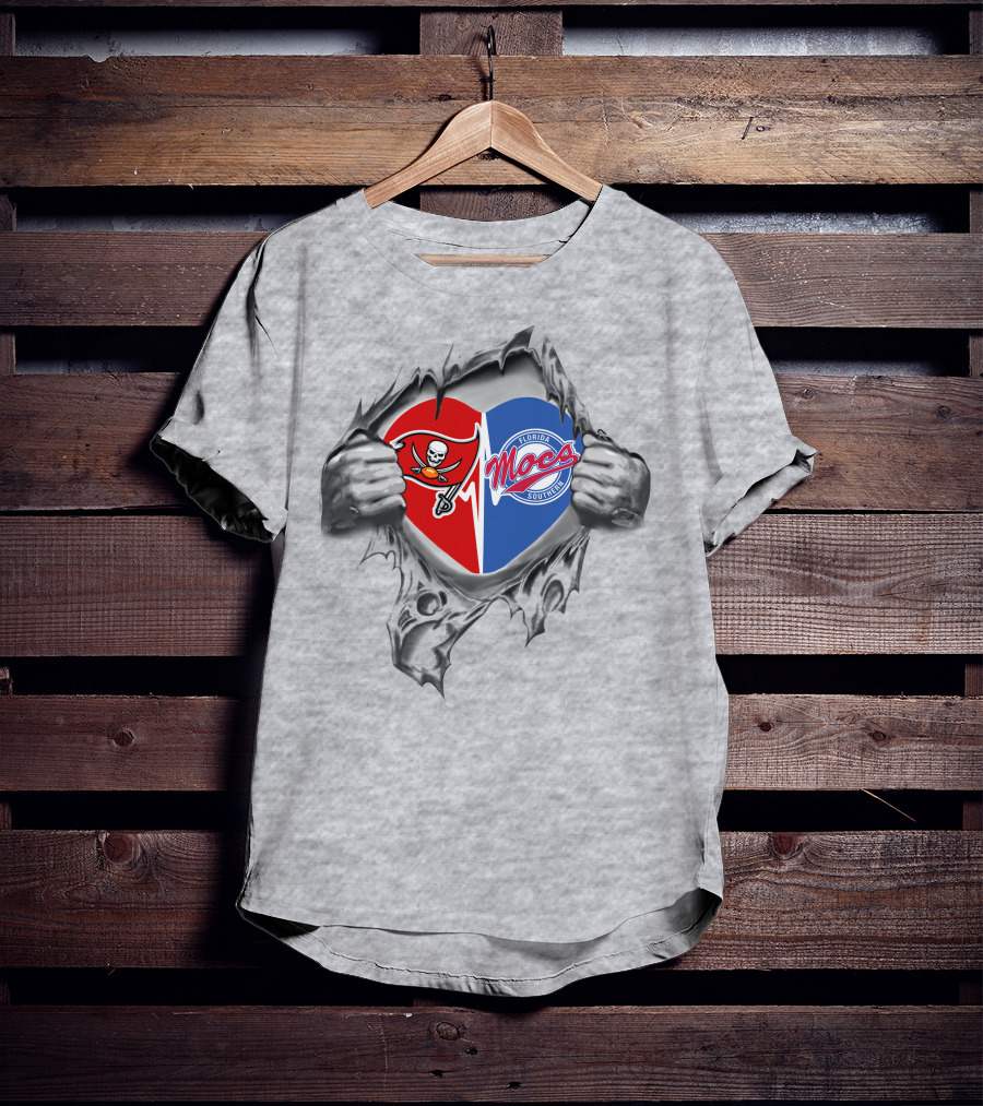 Florida Southern Moccasins Buccaneers Heart Logo Dual Loyalty T-Shirt