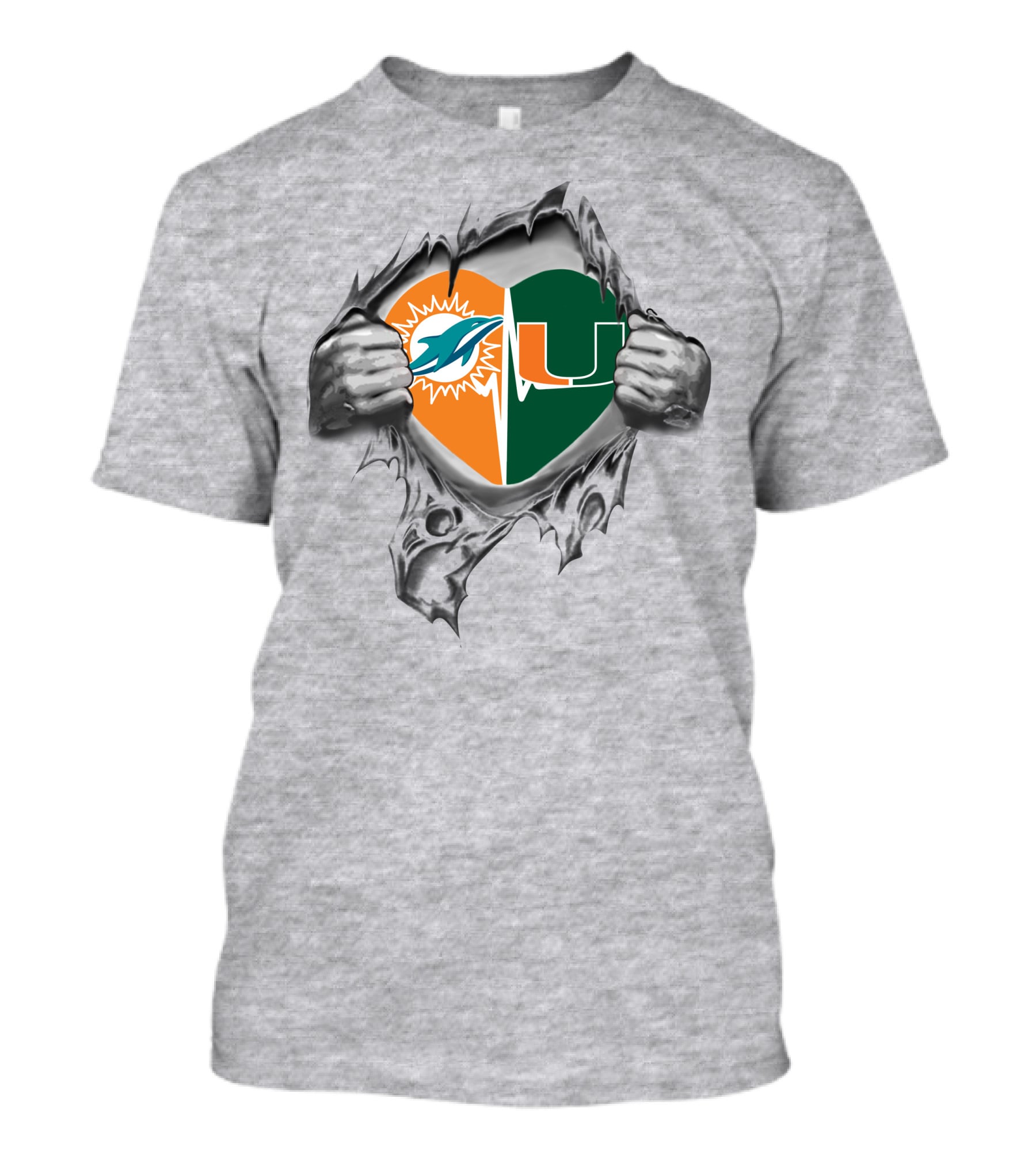 Miami Dolphins Heart Miami Hurricanes It's In My Heart T-Shirt