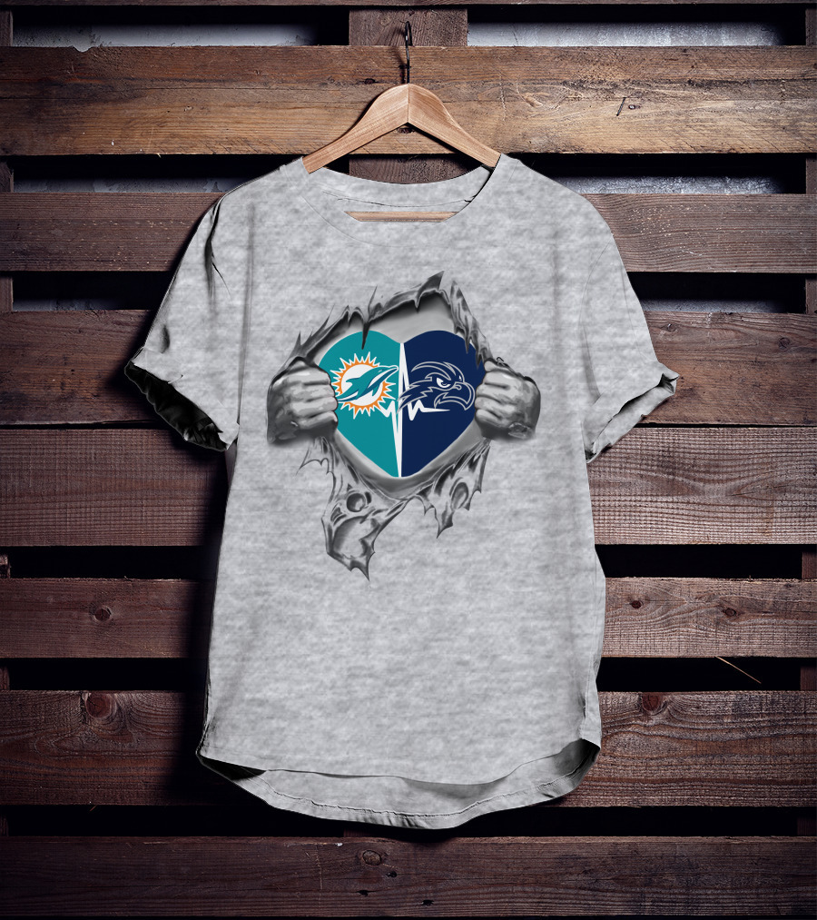 Miami Dolphins North Florida Ospreys Heart Logo T-Shirt