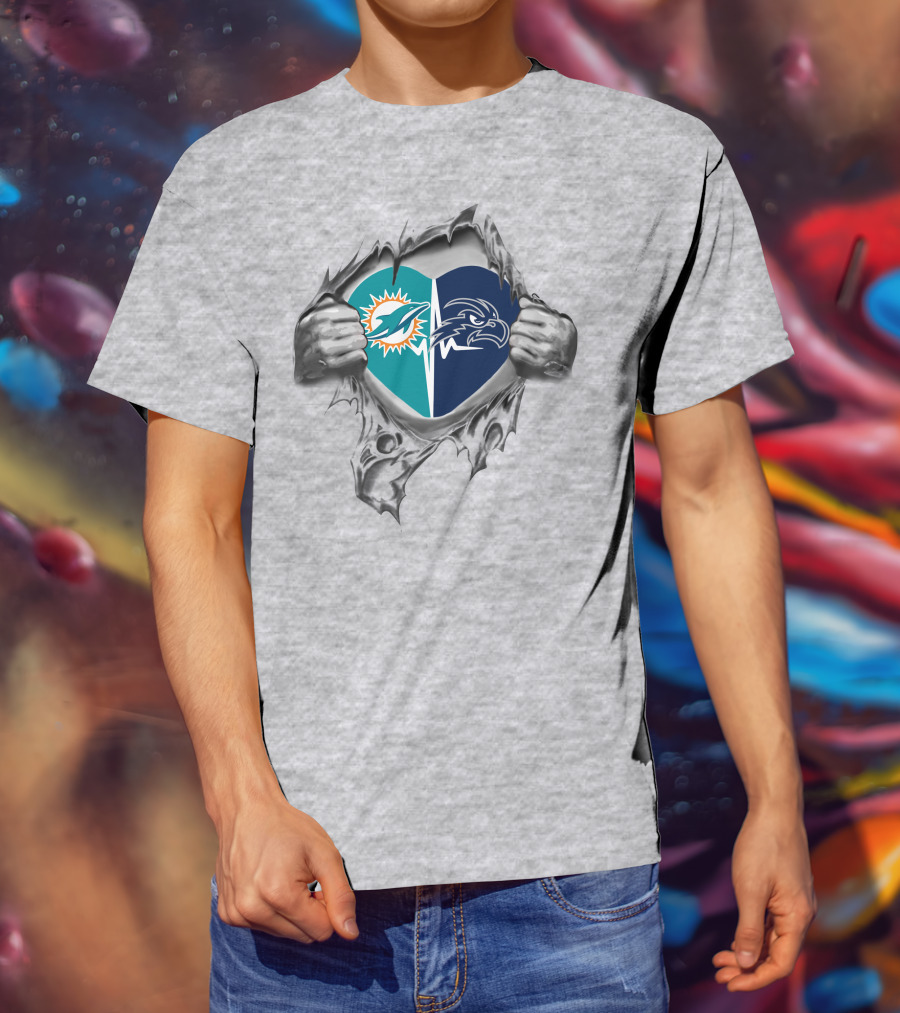 Miami Dolphins North Florida Ospreys Heart Logo T-Shirt