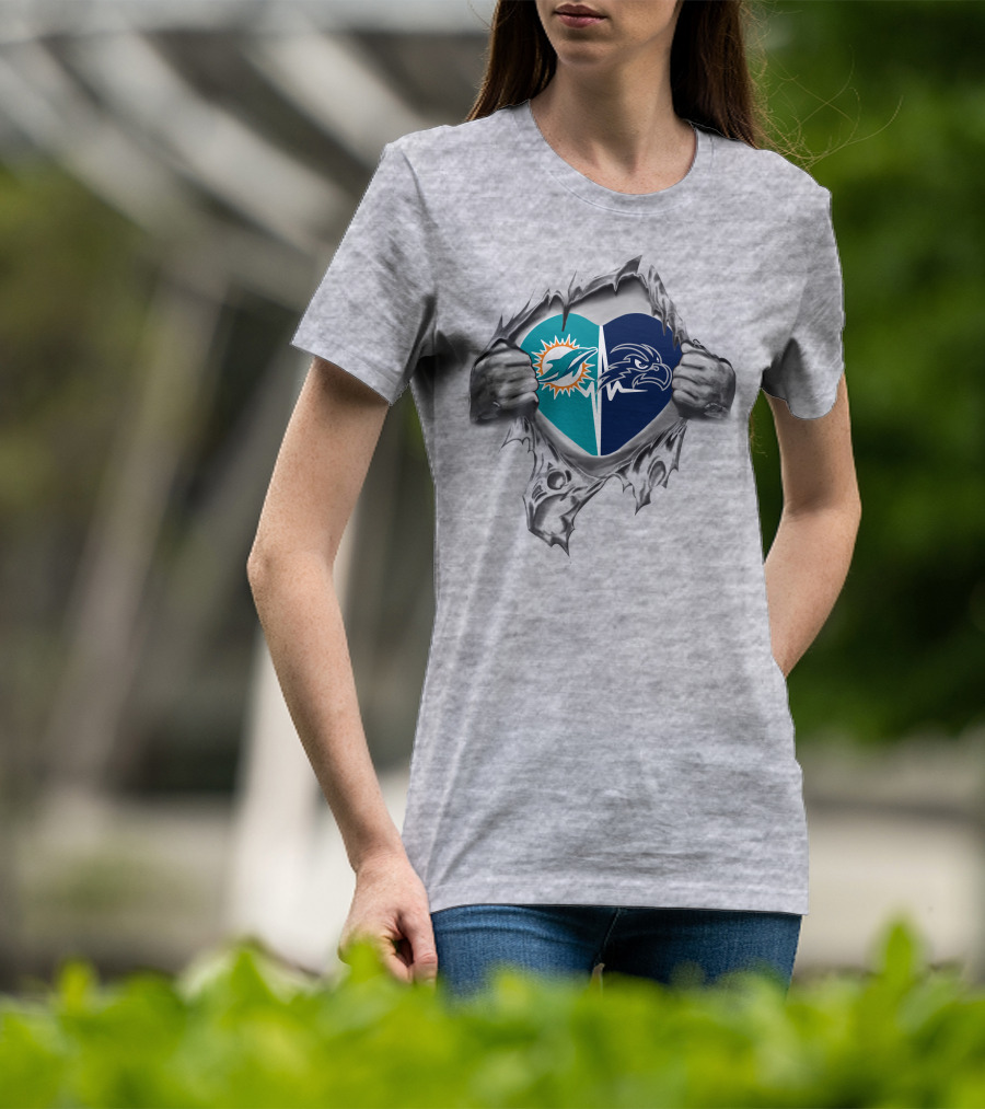 Miami Dolphins North Florida Ospreys Heart Logo T-Shirt