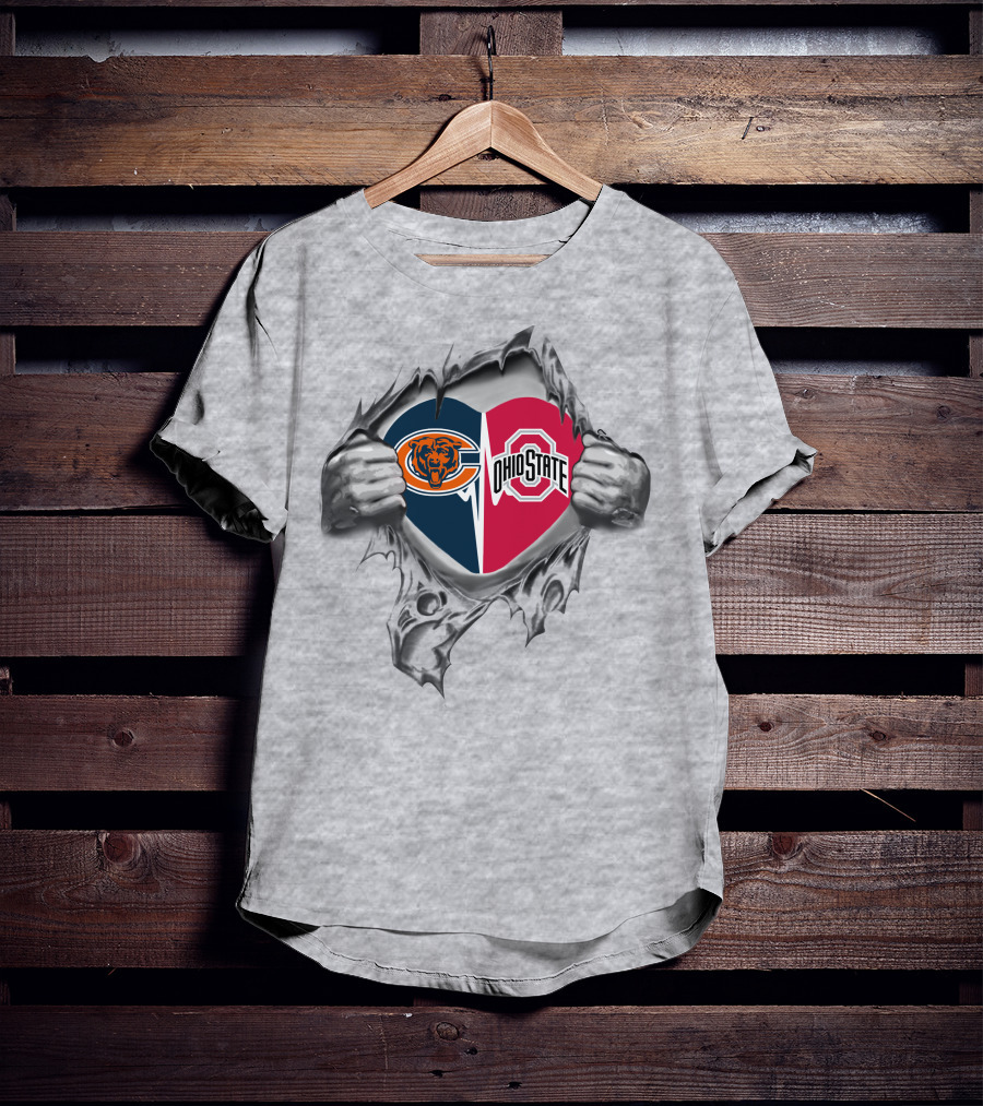 Bears Ohio State Buckeyes Heart Logo Fusion T-Shirt