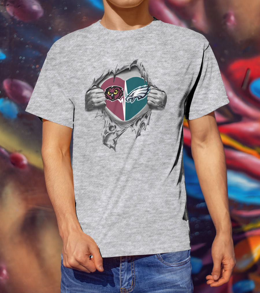 Eagles Temple Owls It's In My Heart Football Fan Loyalty T-Shirt