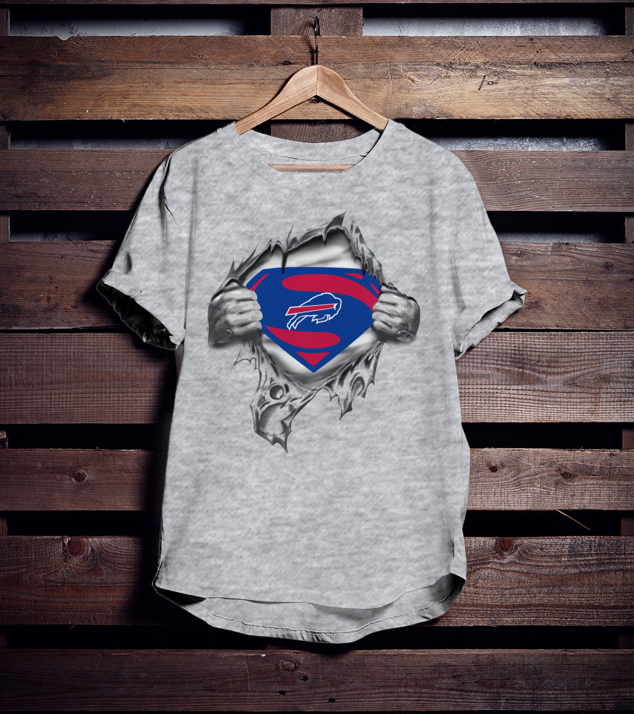 Buffalo Bills Superman Logo Chest Rip T-Shirt